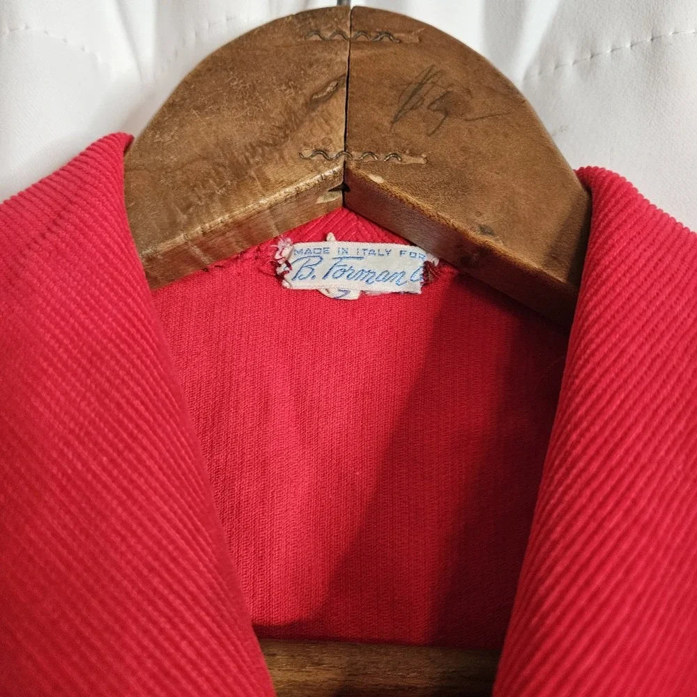 Vintage 60's B.Forman Co. Made In Italy Toddlers‎ Red Corduroy Cover Snowman